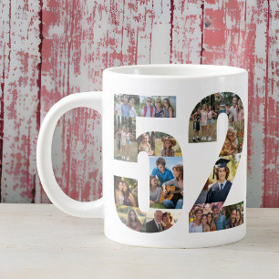 Grande Tasse Photo Collage Numéro 52 - 52e anniversaire