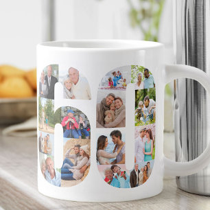 Grande Tasse Photo Collage Numéro 60 - 60e anniversaire