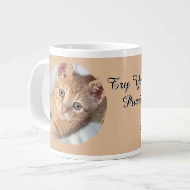 Grande Tasse Photo de chat, Texte, interchangeable, Drôle, Amat (Devant gauche)