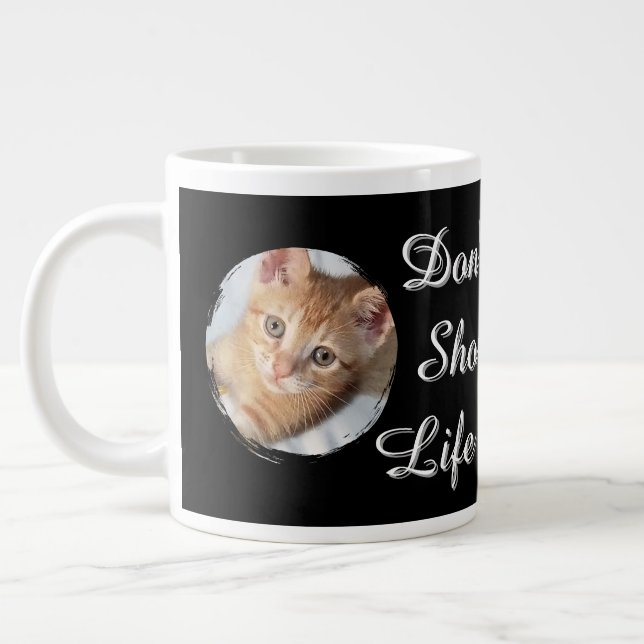 Grande Tasse Photo de chat, Texte, Remplaçable, (Gauche)