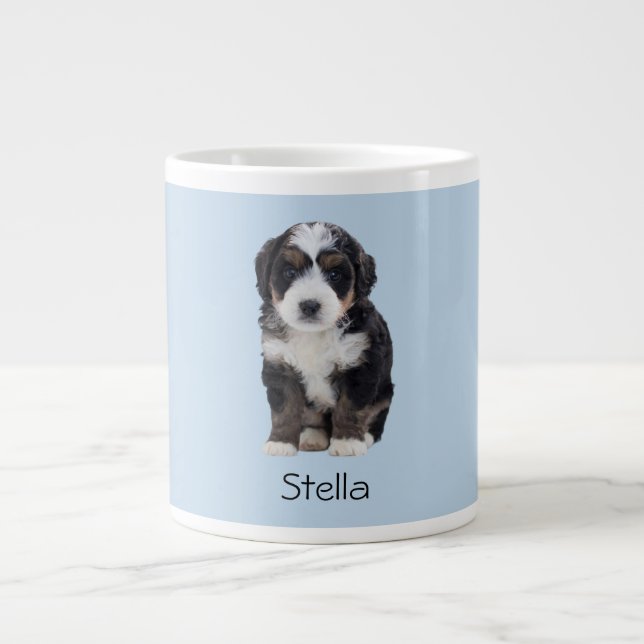 Grande Tasse Photo de chien personnalisée - Bleu en poudre avec (Devant)
