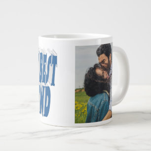 Grande Tasse Photo de copain avec typographie bleu mer
