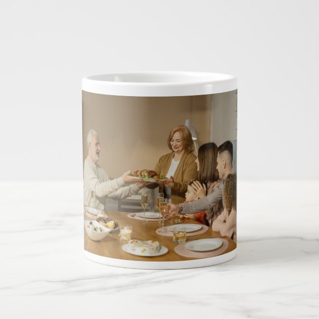 Grande Tasse Photo de la famille Thanksgiving personnalisée (Devant)