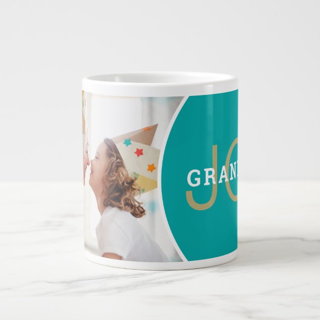 Grande Tasse Photo de la joie de grand-mère moderne (Devant)