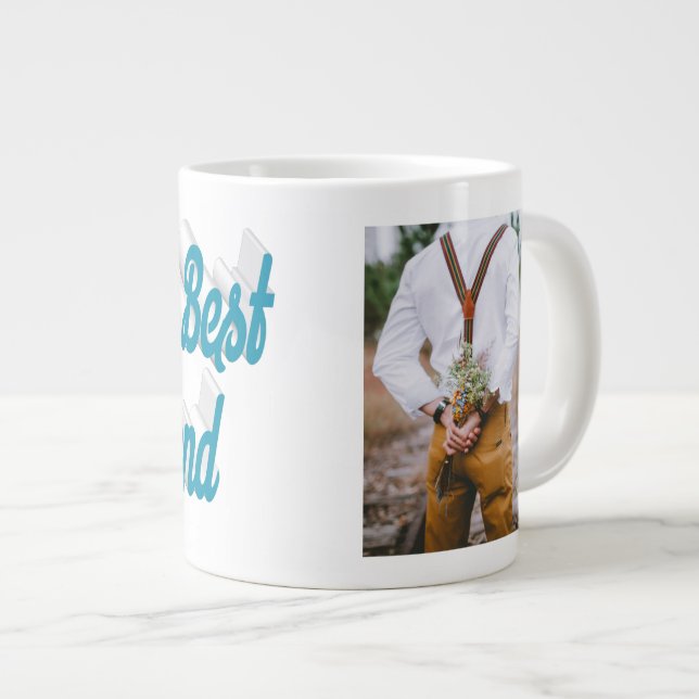Grande Tasse Photo de la petite amie ciel bleu script (Devant droit)