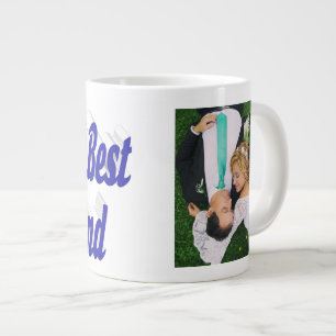 Grande Tasse Photo du mari avec texte bleu Giant Co Giant Café