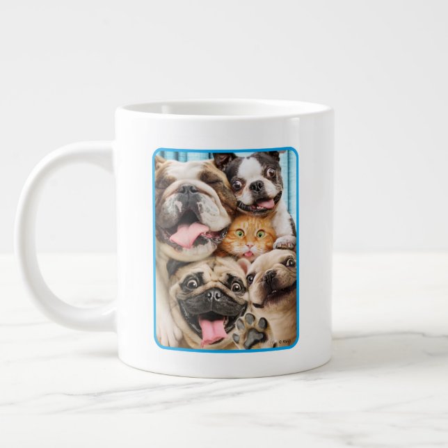 Grande Tasse Photo d'un groupe de chiens et de chats (Gauche)
