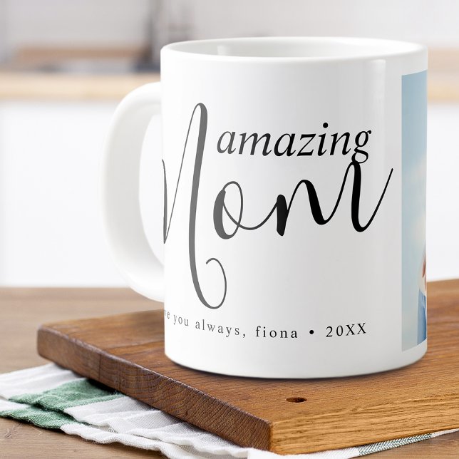 Grande Tasse Photo Extraordinaire moderne (Modern Amazing Mom Photo Giant Coffee Mug)