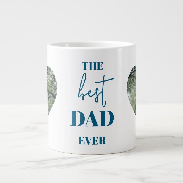 Grande Tasse Photo Papa & Enfant - Cadre Coeur Meilleur Papa Ja (Devant)