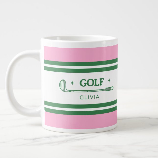 Grande Tasse Photo personnalisée Pink & Green Golf (Gauche)