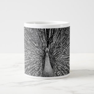 Grande Tasse Photographie de paon noir et blanc