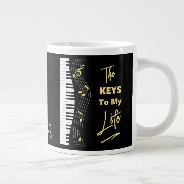 Grande Tasse Piano Keyboard Players Fun Music Notes (Droite)