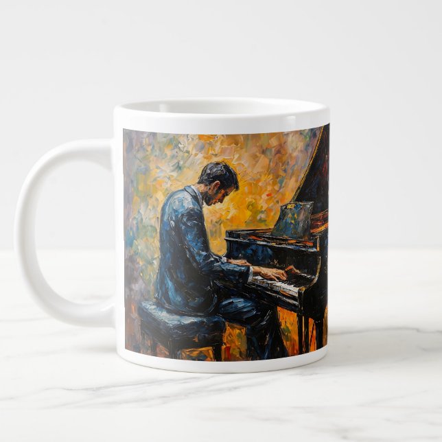 Grande Tasse Piano Player - Peinture à l'huile (Gauche)
