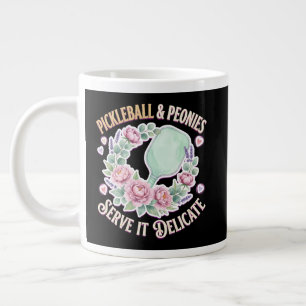 Grande Tasse Pickleball Et Pivoines Servez-Le Délicat