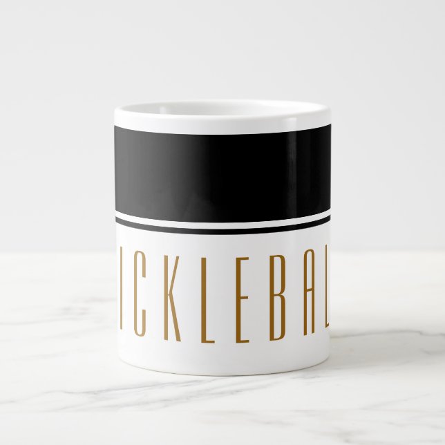 Grande Tasse PICKLEBALL Moderne Fun Noir Blanc Couleur Bloc (Devant)