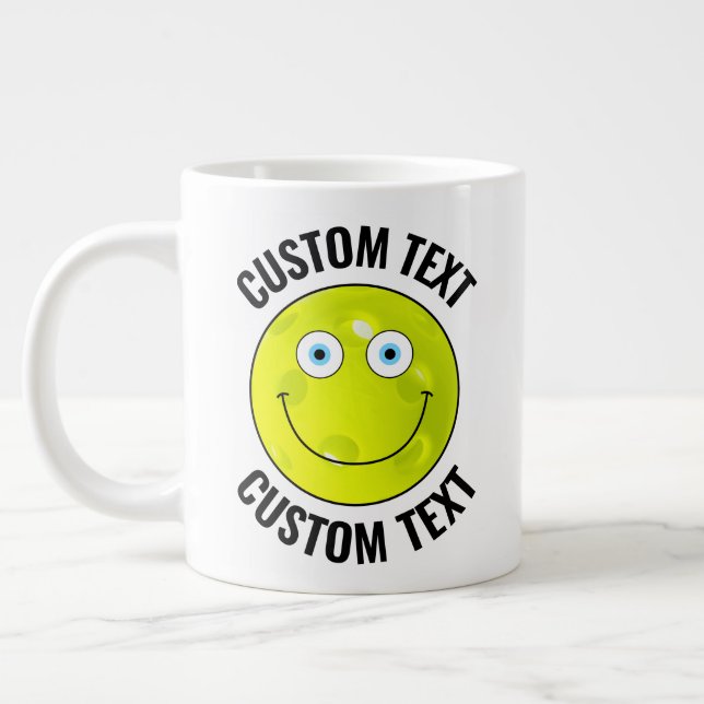 Grande Tasse Pickleball Personnalisé Visage Heureux Et Texte Pe (Gauche)