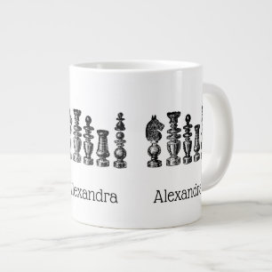 Grande Tasse Pièces d'échecs Art Vintage