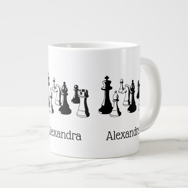 Grande Tasse Pièces d'échecs Art Vintage #2 (Devant droit)
