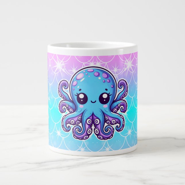 Grande Tasse Pieuvre bleue mignonne (Devant)