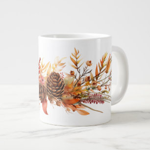 Grande Tasse Pinecones rustiques et feuilles d'automne enflammé