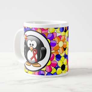Grande Tasse Pingouin à ruban de sensibilisation rouge