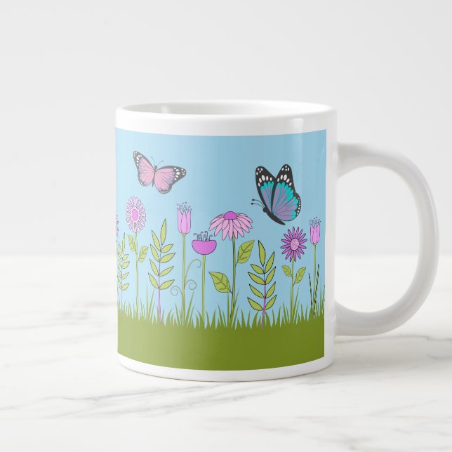 Grande Tasse Pink Flowers and Butterfly All-Over Print  (Droite)