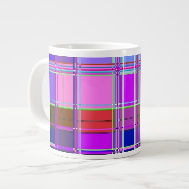 Grande Tasse Pink tartan Fabric Pattern Cloth Madras (Devant gauche)