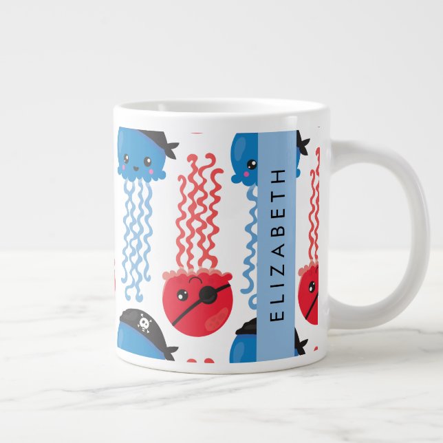 Grande Tasse Pirate Jellyfish, Motif de méduses, Votre nom (Droite)