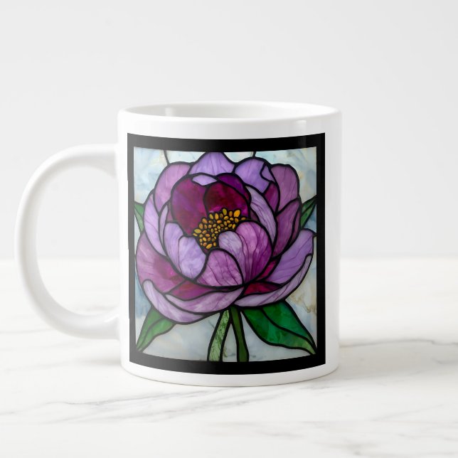Grande Tasse Pivoine Violette Tachée  (Gauche)