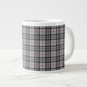 Grande Tasse Pixel Plaid en gris avec une bande rouge