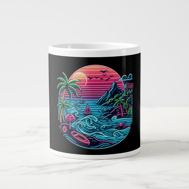 Grande Tasse Plage tropicale/néon hawaïen (Devant)