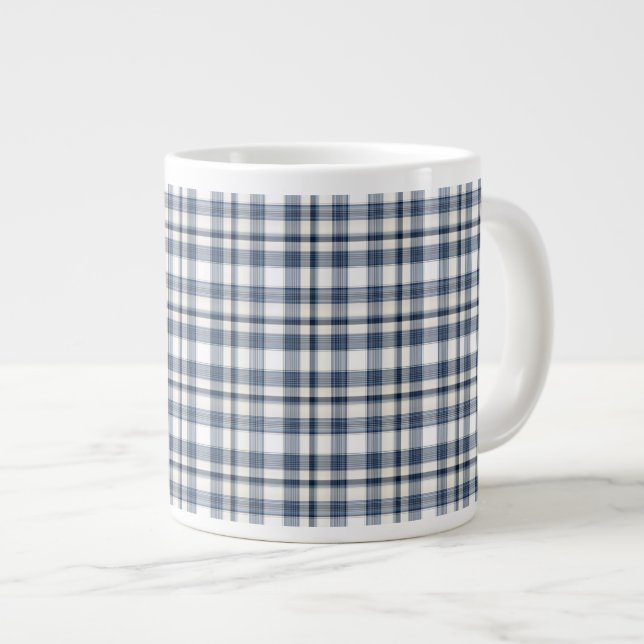 Grande Tasse Plaid blanc bleu 1 (Devant droit)