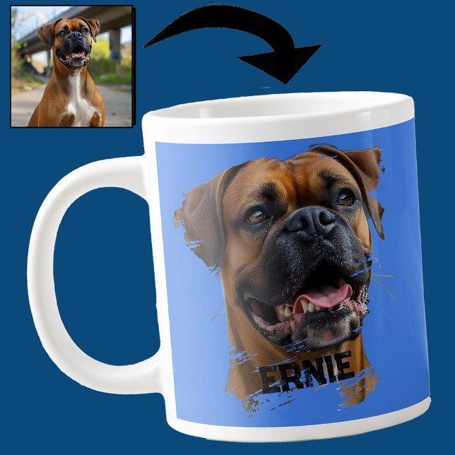 Grande Tasse Plaisir unique Boxer Chien Papa Lover Photo Bleu (Créateur téléchargé)