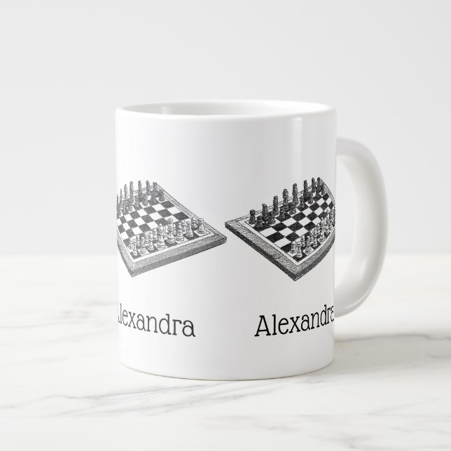 Grande Tasse Plateau de Jeu d'Échecs et Pièces d'Échecs Art Vin (Devant droit)