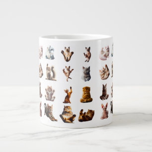 Grande Tasse Playful Cat Grid – 16 Illustrated Breeds in Relaxe