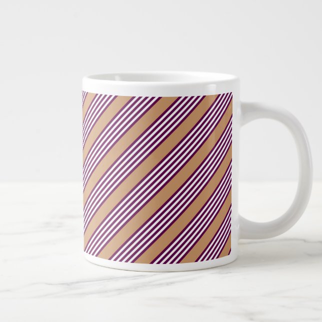 Grande Tasse Plum et blanc cinq bandes motif avec bronzage (Droite)