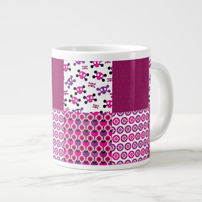 Grande Tasse Point de polka de fleurs rétro (Devant droit)