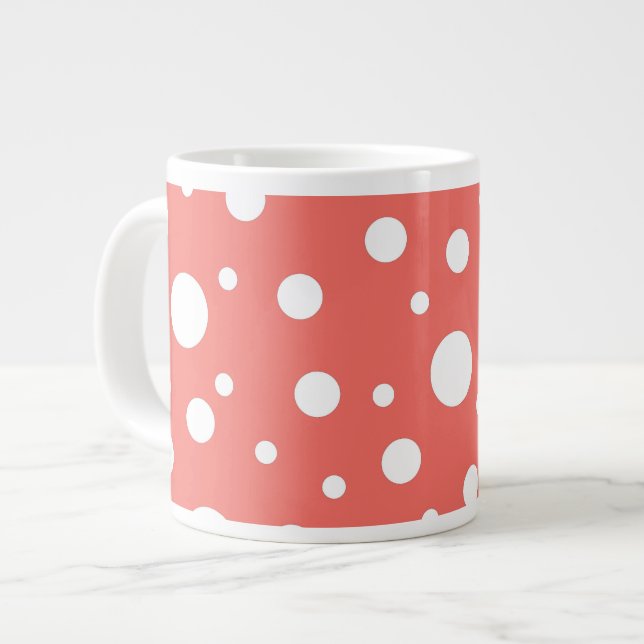 Grande Tasse Point Polka de corail (Devant gauche)