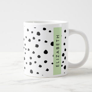 Grande Tasse Points dalmatiens, Spots, Noir et Blanc, Votre nom