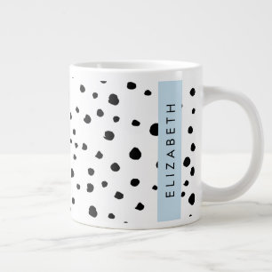 Grande Tasse Points dalmatiens, Spots, Noir et Blanc, Votre nom