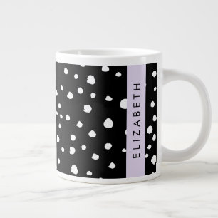 Grande Tasse Points dalmatiens, Spots, Noir et Blanc, Votre nom