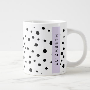 Grande Tasse Points dalmatiens, Spots, Noir et Blanc, Votre nom