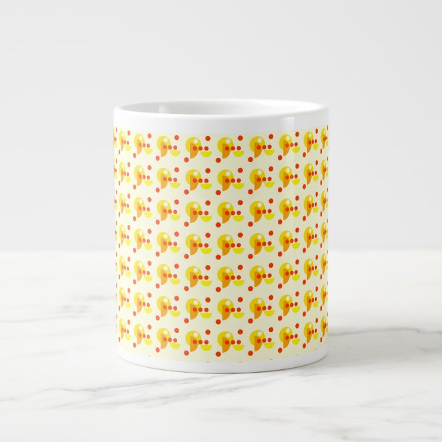 Grande Tasse Points et cercles Abstraits jaune rouge (Devant)