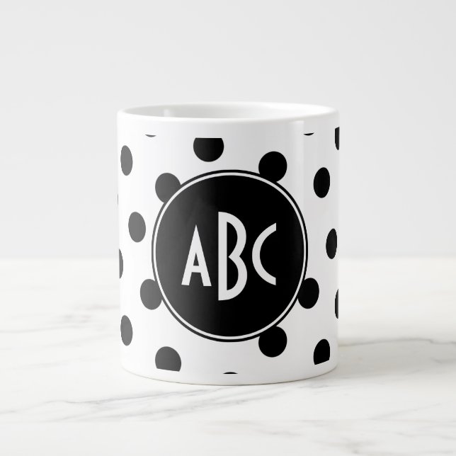 Grande Tasse Points noirs et blancs Monogrammés (Devant)