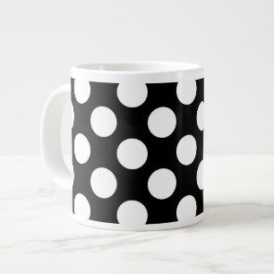 Grande Tasse Pois noirs et blancs, Motif Polka