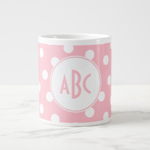 Grande Tasse Pois rose et blanc à trois lettres monogrammes