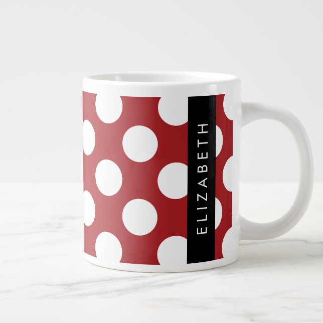 Grande Tasse Pois Rouges, Motif Polka Dot, Votre Nom (Droite)