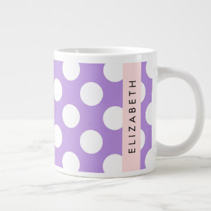 Grande Tasse Pois violets, Motif Pointe Polka, Votre Nom