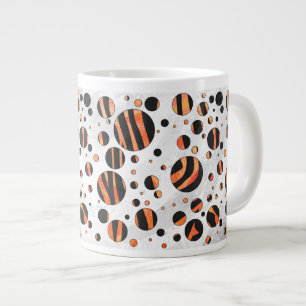 Grande Tasse Pois zèbres noirs et oranges