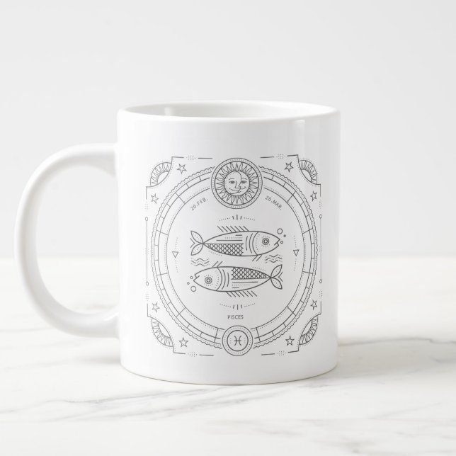 Grande Tasse Poissons Zodiac Personnalisé AnniversaireMug (Gauche)